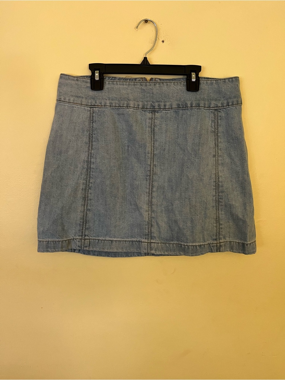 Free People Light Blue Denim Mini Skirt - Paneled A-Line Size 12